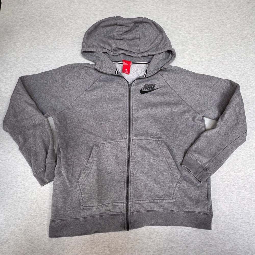 Nike Gray Full Zip Hoodie Sweatshirt **broken functional zipper**